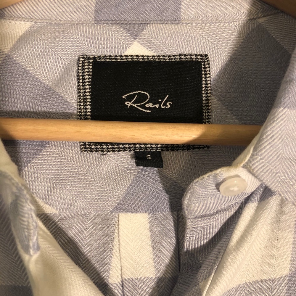 Rails Plaid Button Down Shirt Gray White Small - image 4